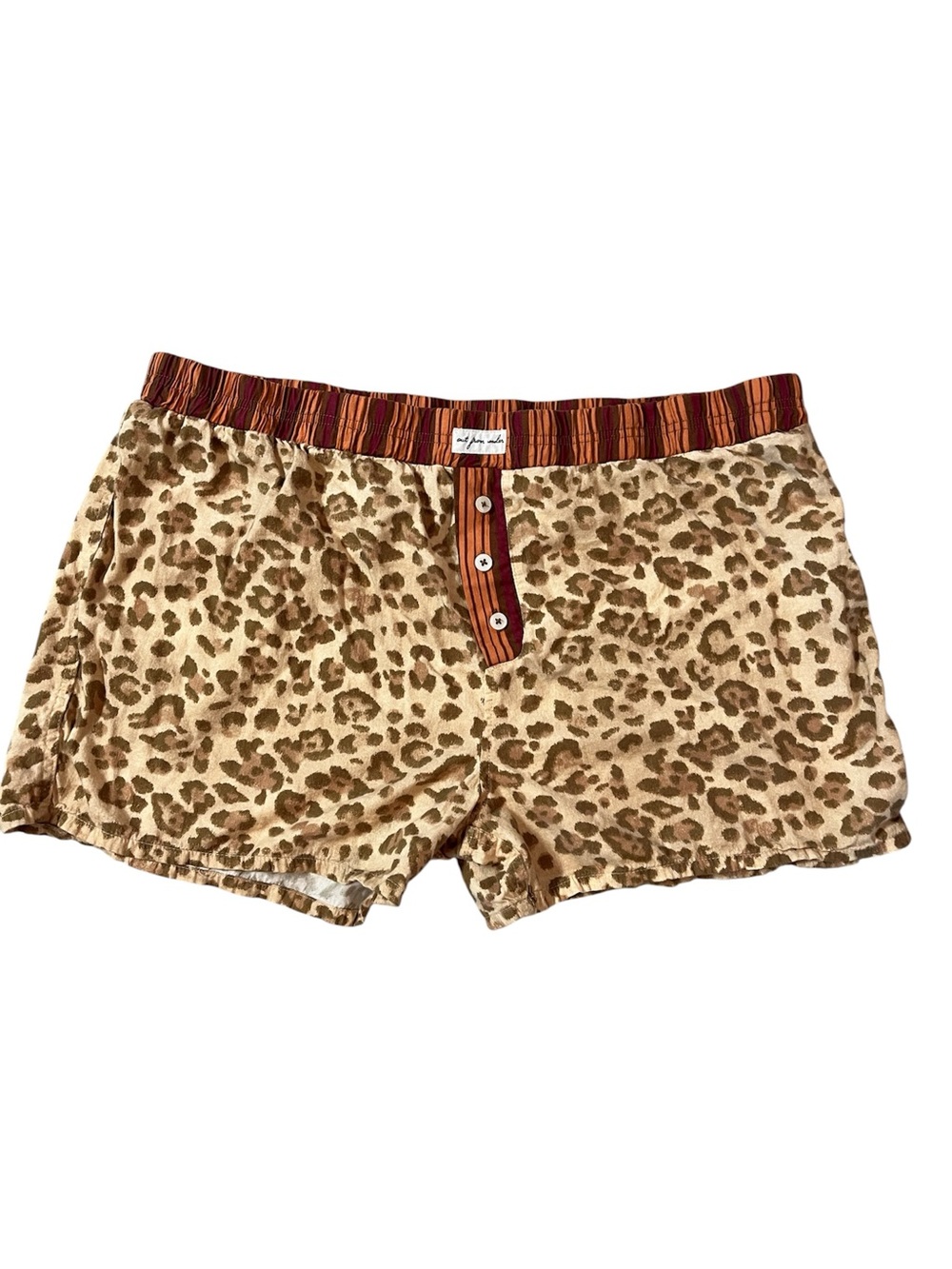 OUT FROM UNDER Leopard-Print Athletic Lounge Shorts with Striped Waistband